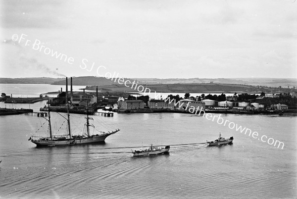 HAULBOWLINE PANORAMA  IRISHSTEEL WORKS  WITH SAILING SHIP MERCATOR  BELGIUM